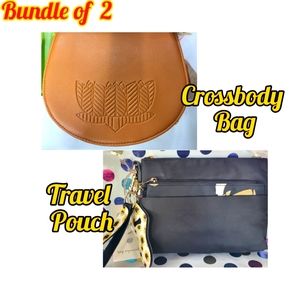 Bundle of 2 - Crossbody Bag and Wristlet Travel Pouch
